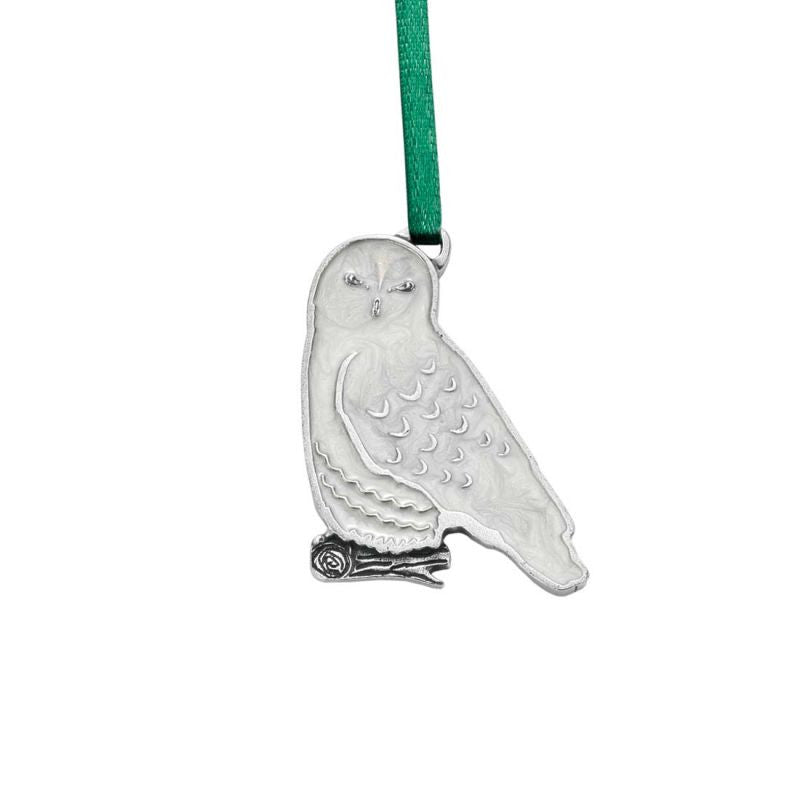 Snowy Owl Pewter Ornament