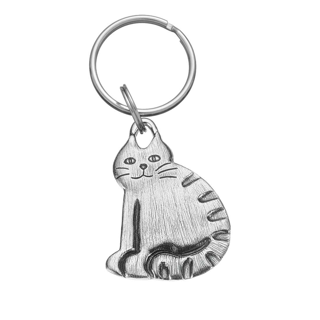 Barn Cat Pewter Keyring
