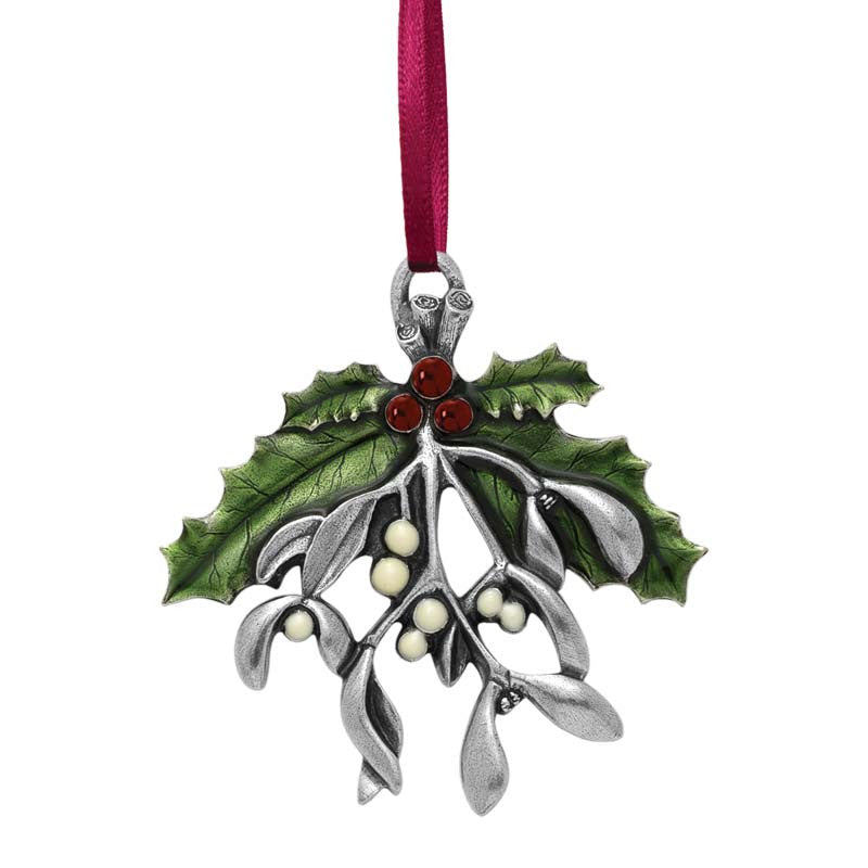 Mistletoe and Holly Pewter Ornament