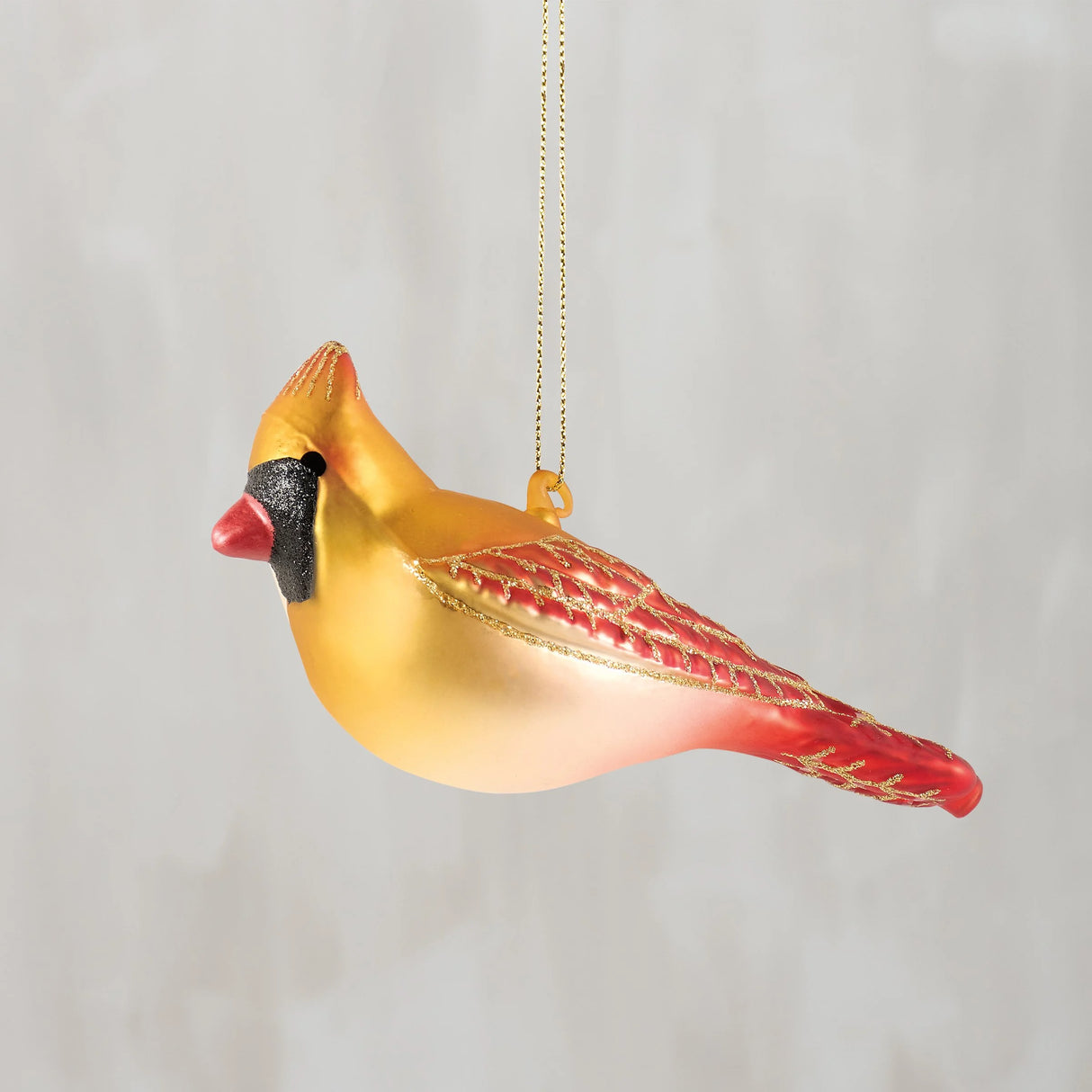 Female Cardinal Glass Ornament
