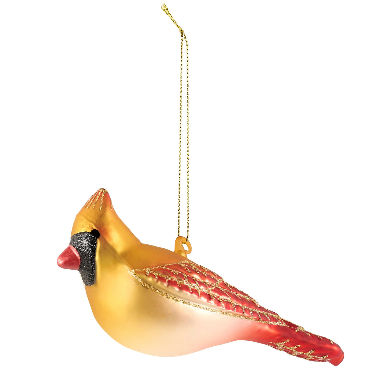 Female Cardinal Glass Ornament