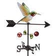 a classic weathervane with a ruby throated hummingbird sitting atop directional wind arrow
