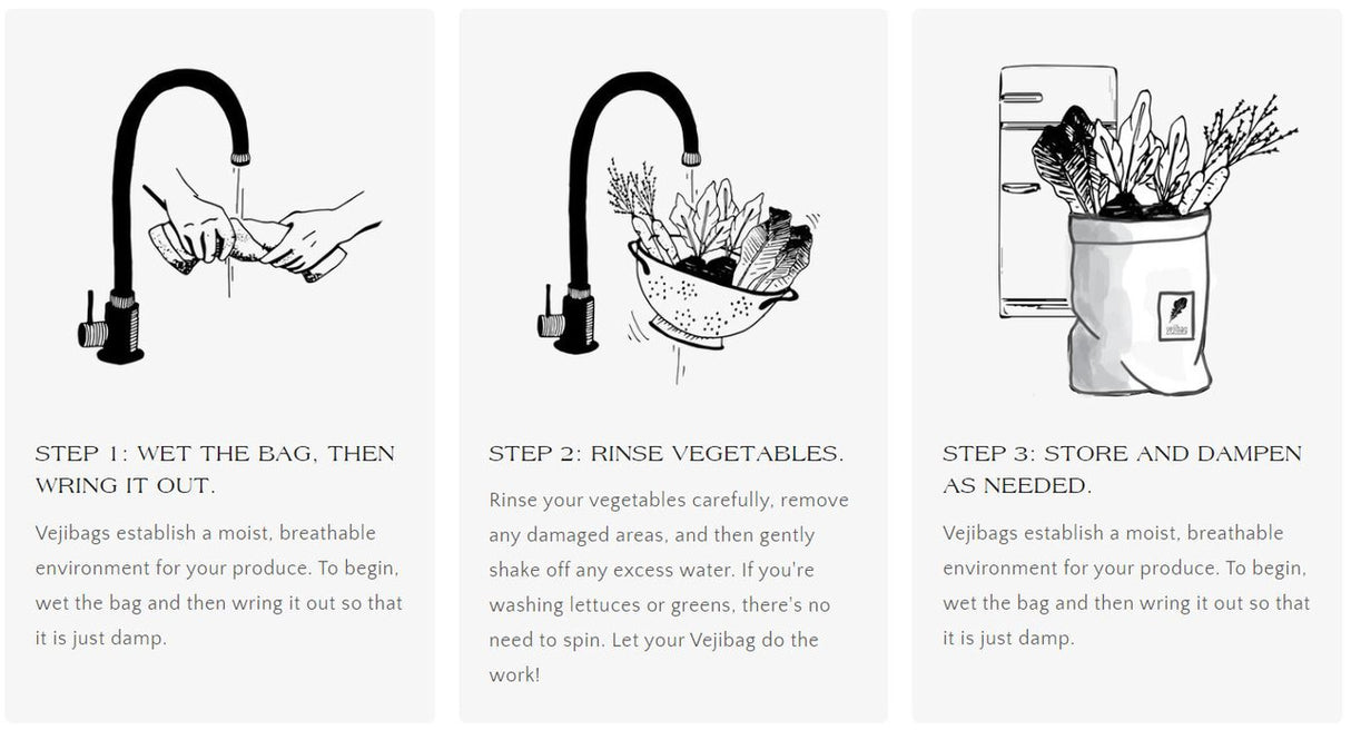 Vejibags- 14" X 17" - XL - Vegetable Crisper Bag