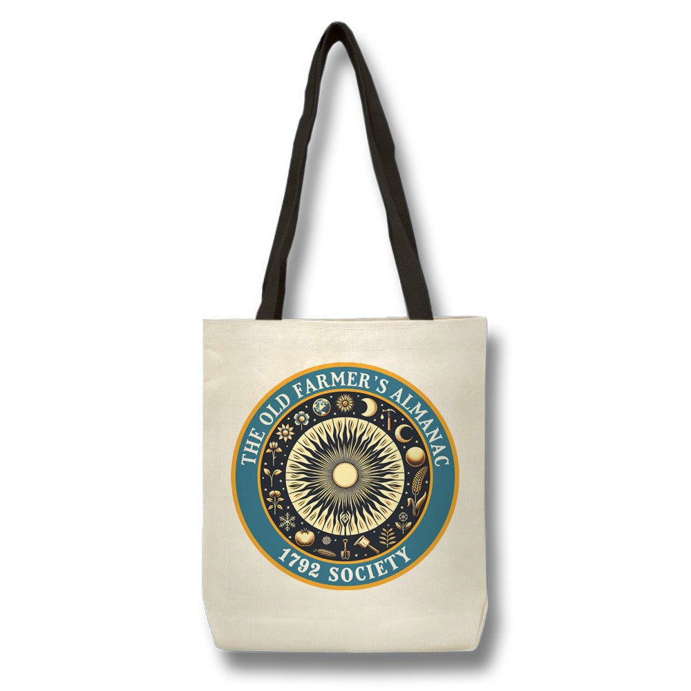 Tote bag with 'The Old Farmer's Almanac' design on a white background