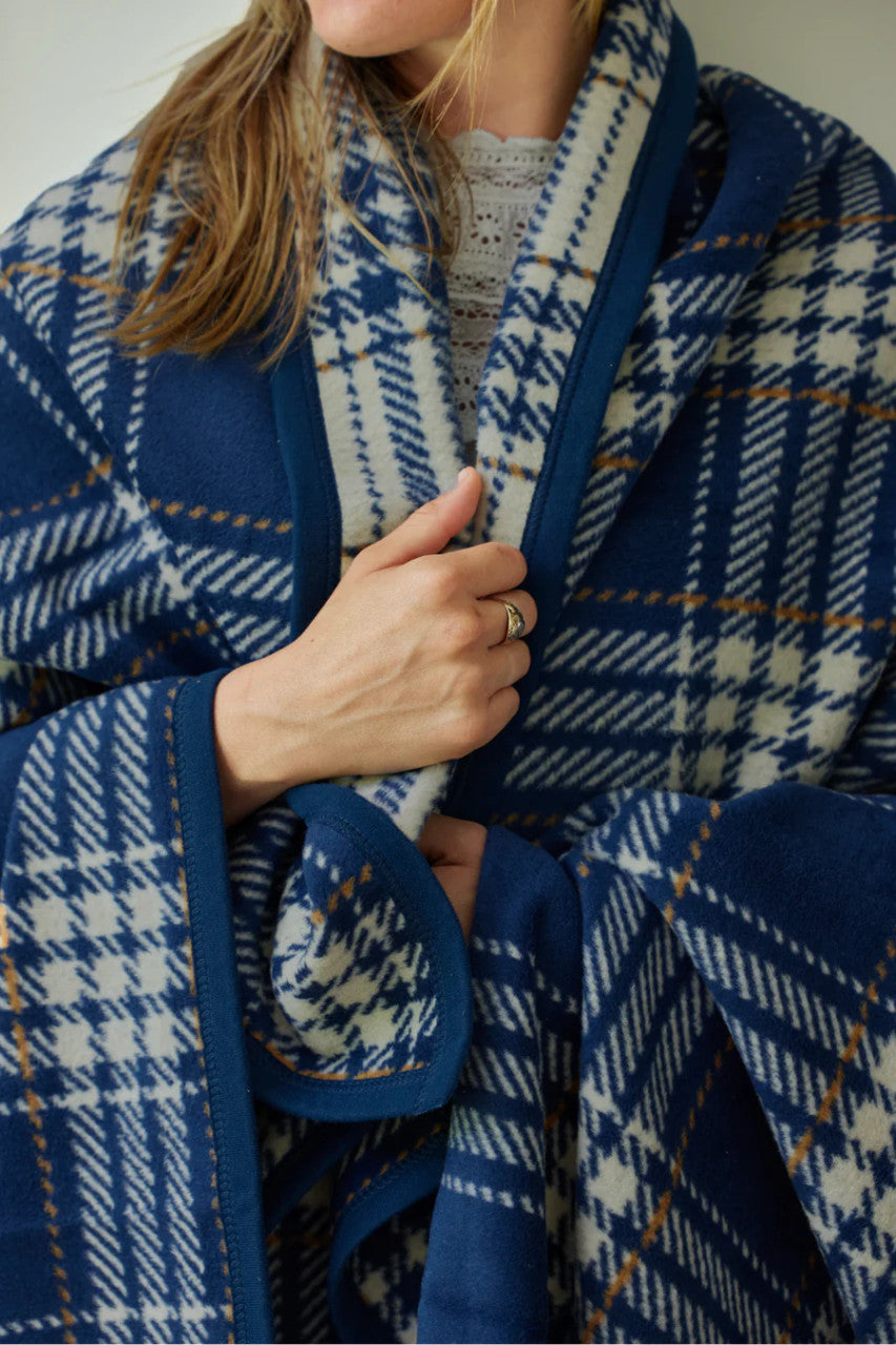 Vintage Blue Plaid Blanket