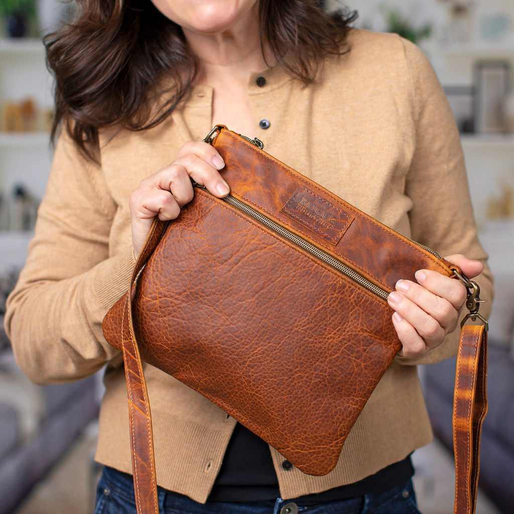 Ellis River Crossbody Bag in Bison Leather