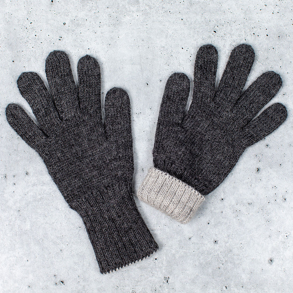 Gray & Silver Reversible Alpaca Gloves - Gray Side Shown