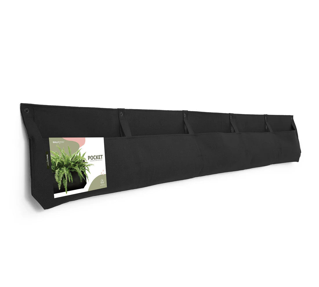 the five pocket wall planter shown at a slight angle to give a feel for the width of the planter in space