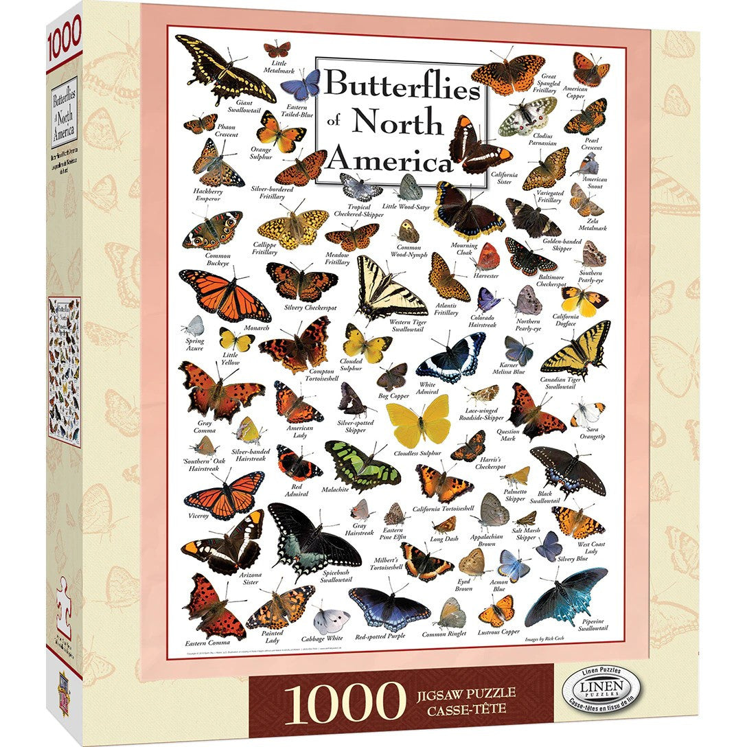 1000 piece jigsaw puzzle, Butterflies of North America, pictures with named butterflies