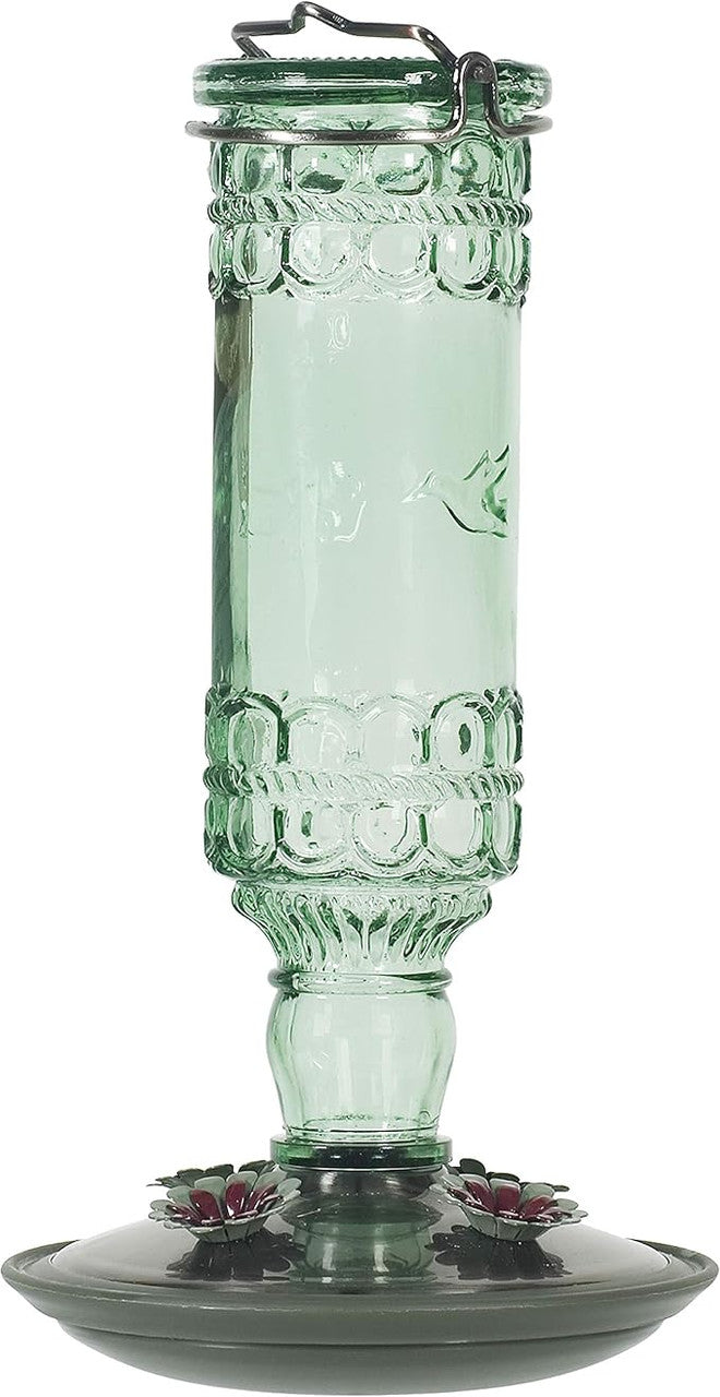 Antique Glass Bottle Hummingbird Feeder