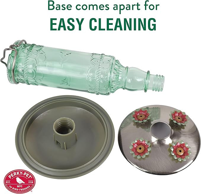 Antique Glass Bottle Hummingbird Feeder