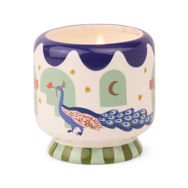 Peacock Ceramic Candle - Misted Lime