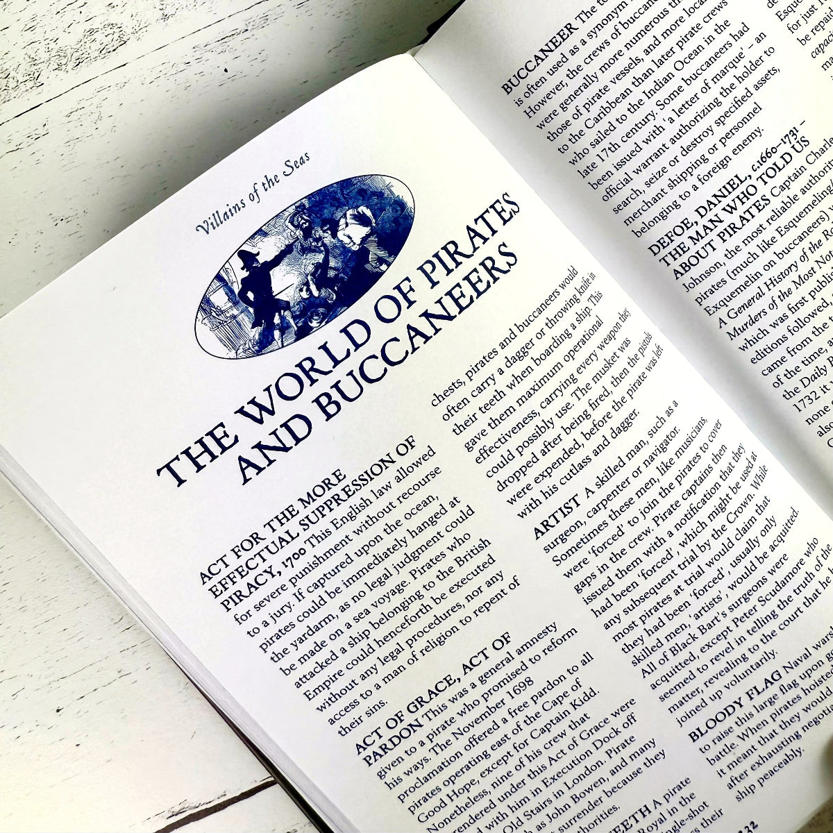 close up of interior page titled "The World of Pirates and Buccaneers"