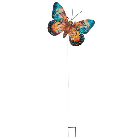 a full view of the butterfly decor as a stake against a white background