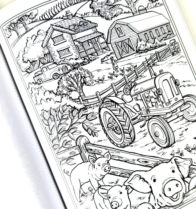 Country Farm Scenes Coloring Book