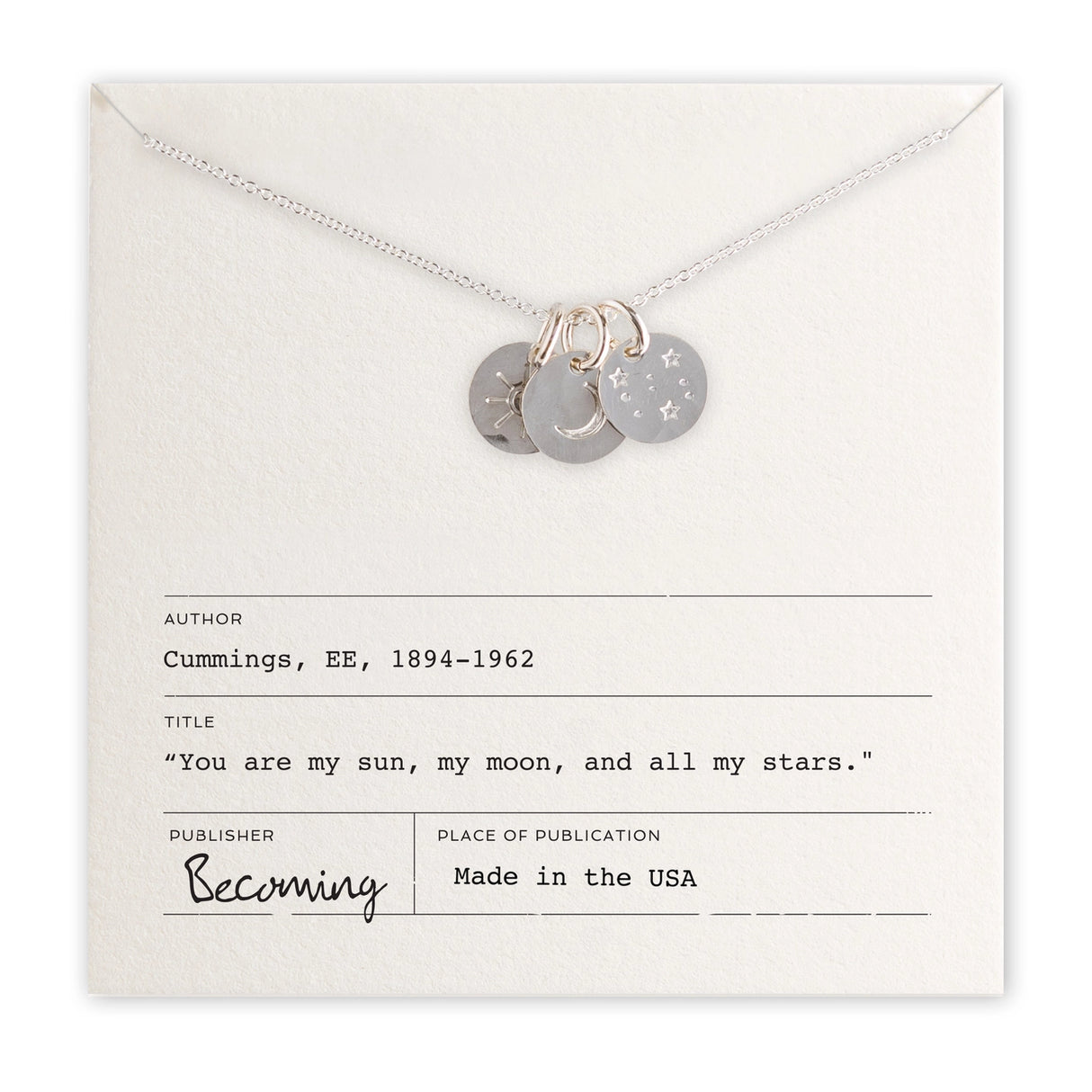 Cummings Sun Moon & Stars Necklace - Silver or Gold