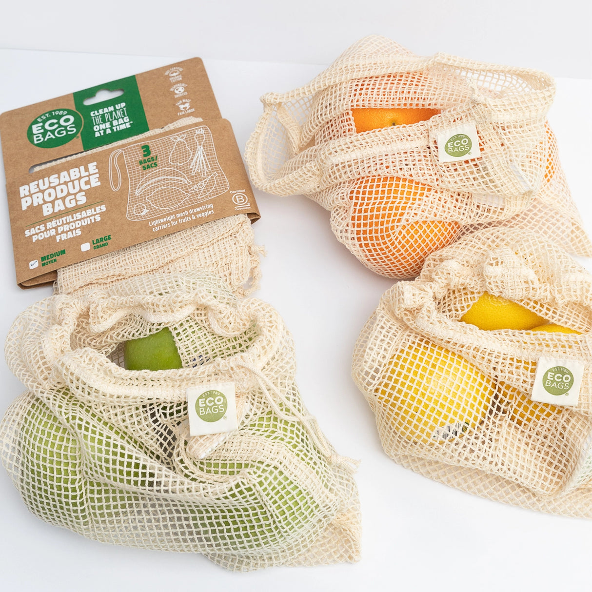 Packaged Organic Cotton Medium Mesh Bag | 3 Pack