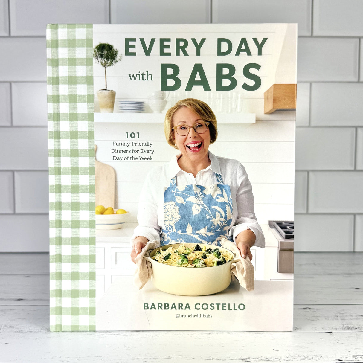 Cookbook titled 'Every Day with Babs' by Barbara Costello on a kitchen background