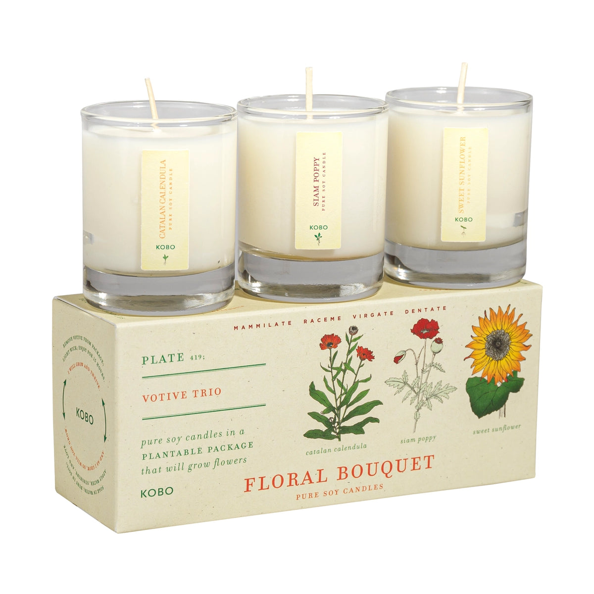Floral Bouquet - Plant the Box Votive Candle Trio – The Old