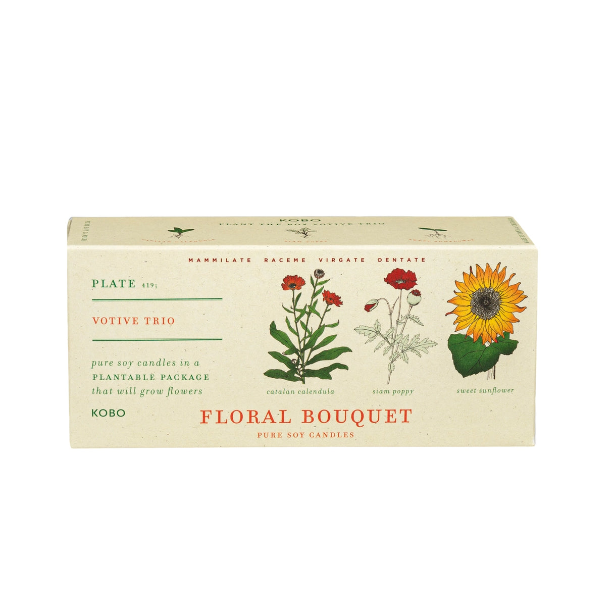 Floral Bouquet - Plant the Box Votive Candle Trio