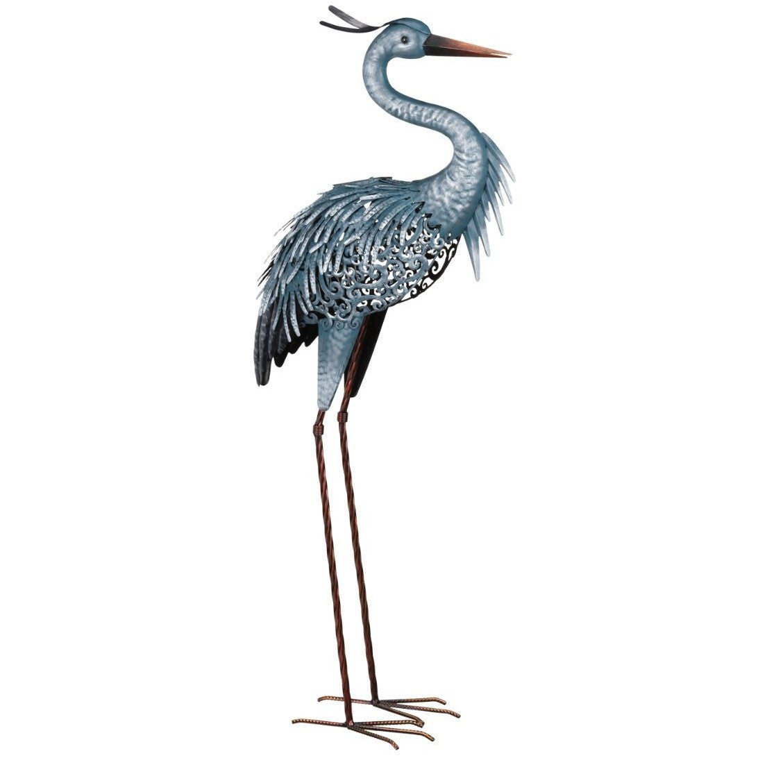 the "down" heron sculpture shown against a white background