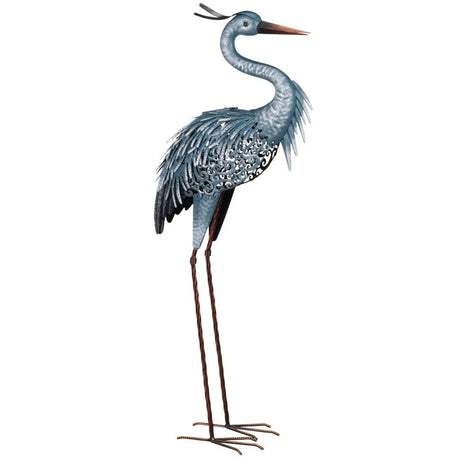 the "down" heron sculpture shown against a white background