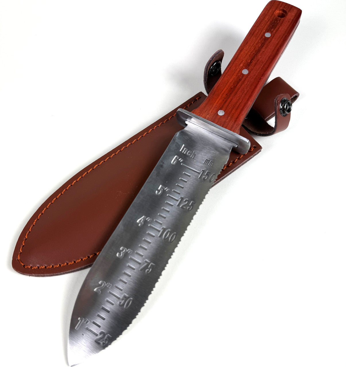 12.25" Hori Hori Japanese Gardening Knife with 7" Blade, Full Tang, Rosewood Handle