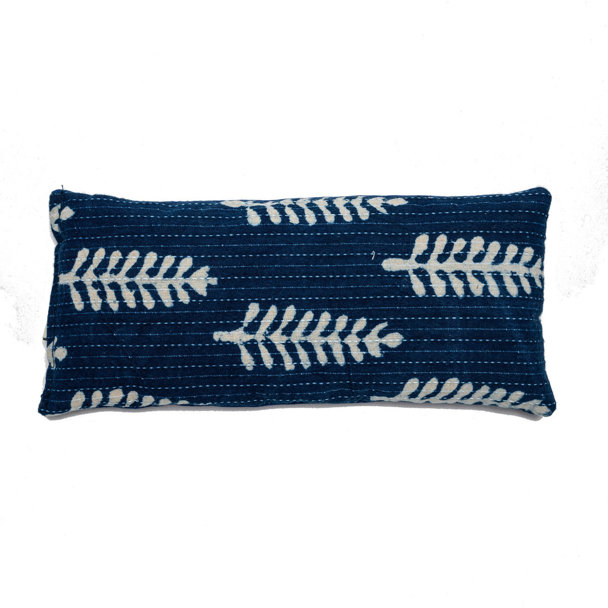 a close up of the repeated fern pattern of the Fern Indigo Eye Pillow