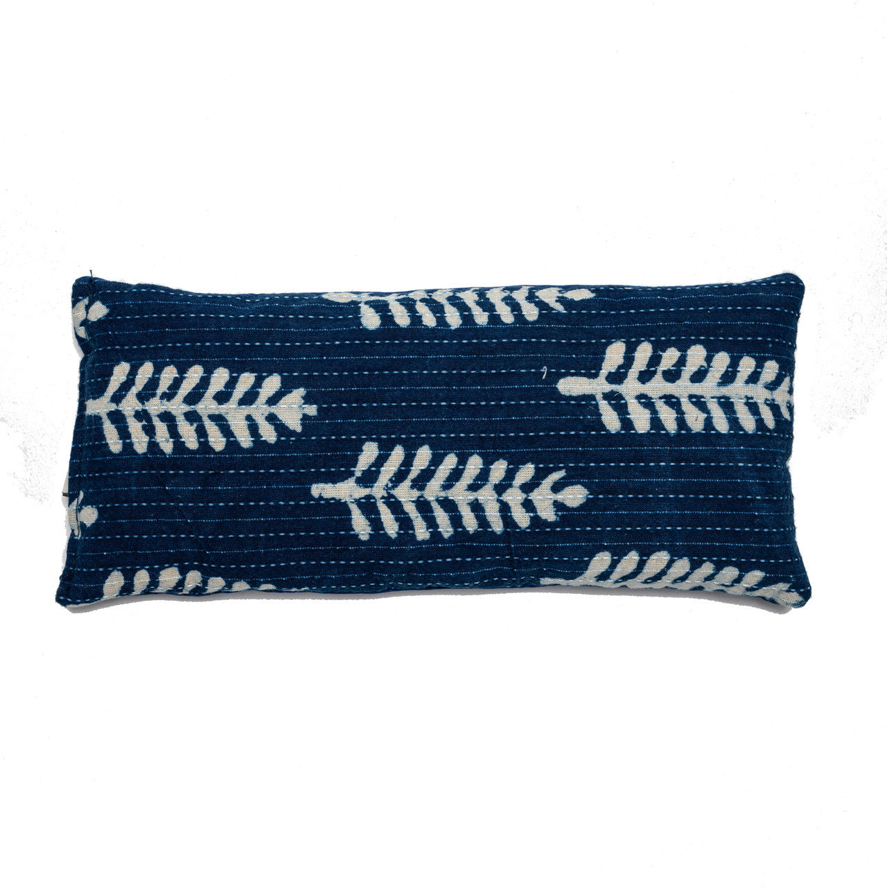 a close up of the repeated fern pattern of the Fern Indigo Eye Pillow