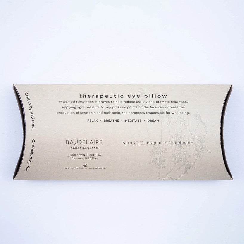 the back of the packaging for the Indigo Eye Pillows
