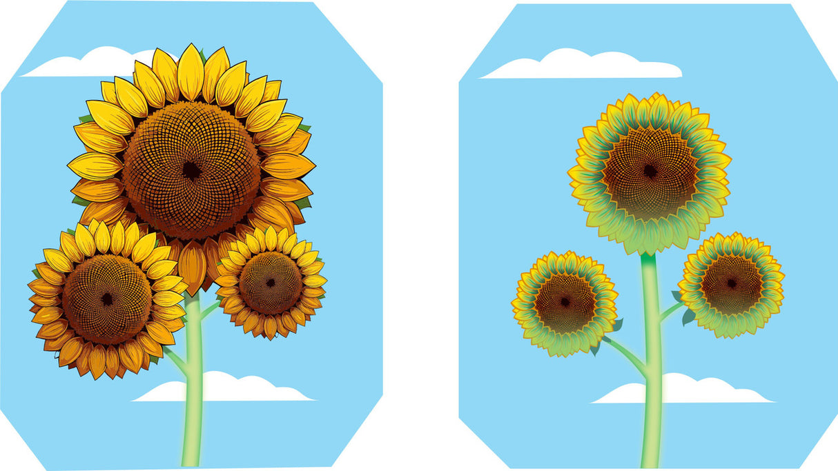 the full sunflower art that is featured on each side of the wind spinner