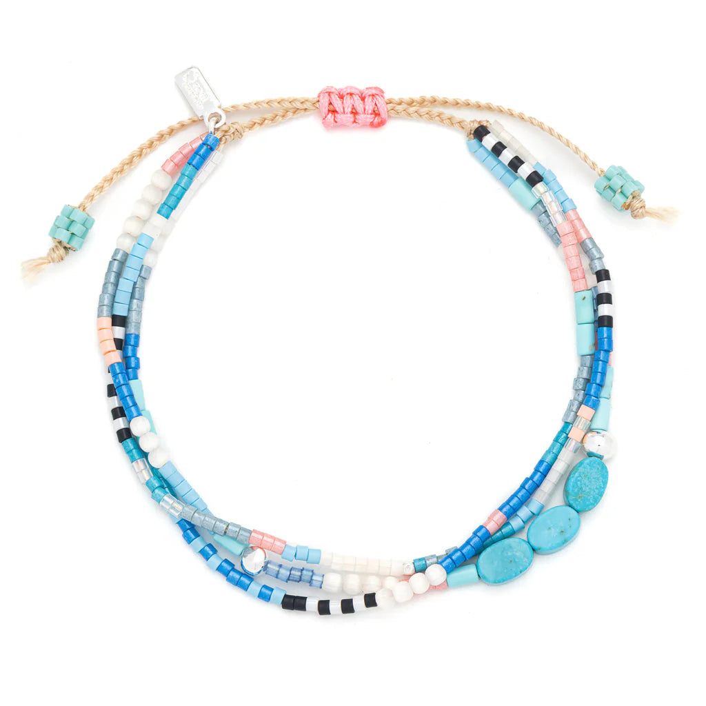 Mixed Media Bracelet - Sky/Turquoise/Silver