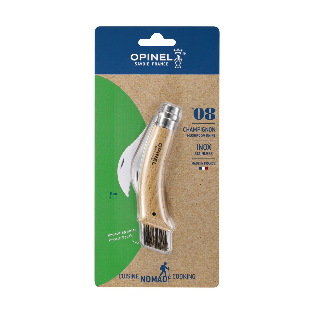 the No. 08 Mushroom knife shown in blister packaging that it will ship in