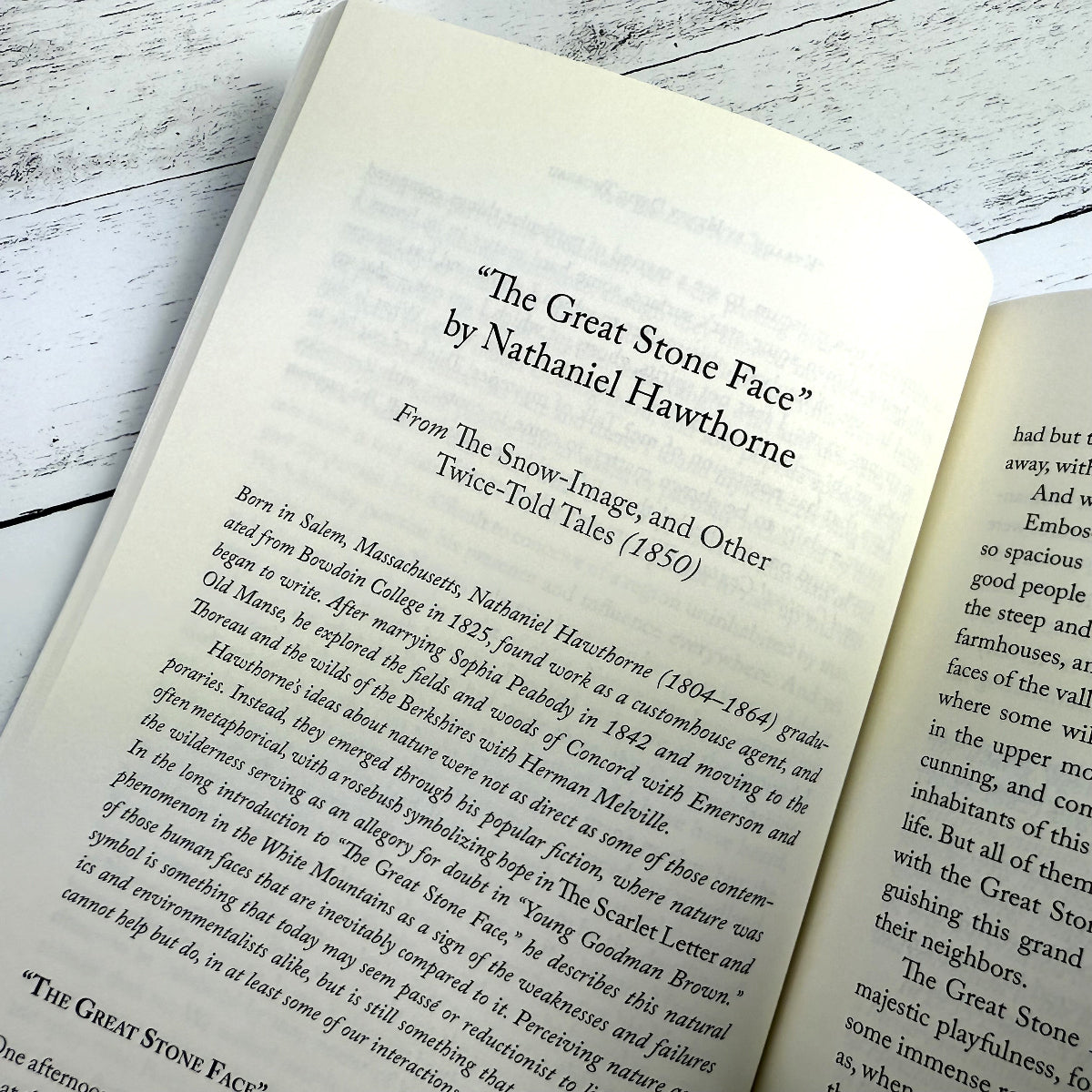 close up of the title page for "The Great Stone Face" by Nathaniel Hawthorne