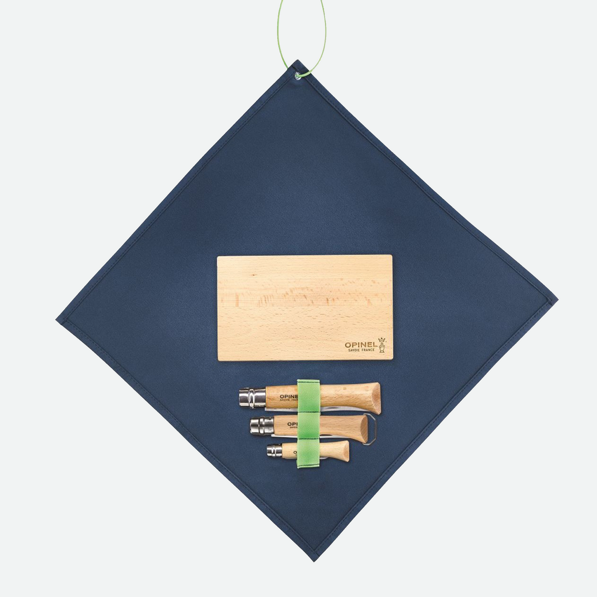 The Nomad Cooking Kit all arranged and ready to be folded up into the clean & carry cloth