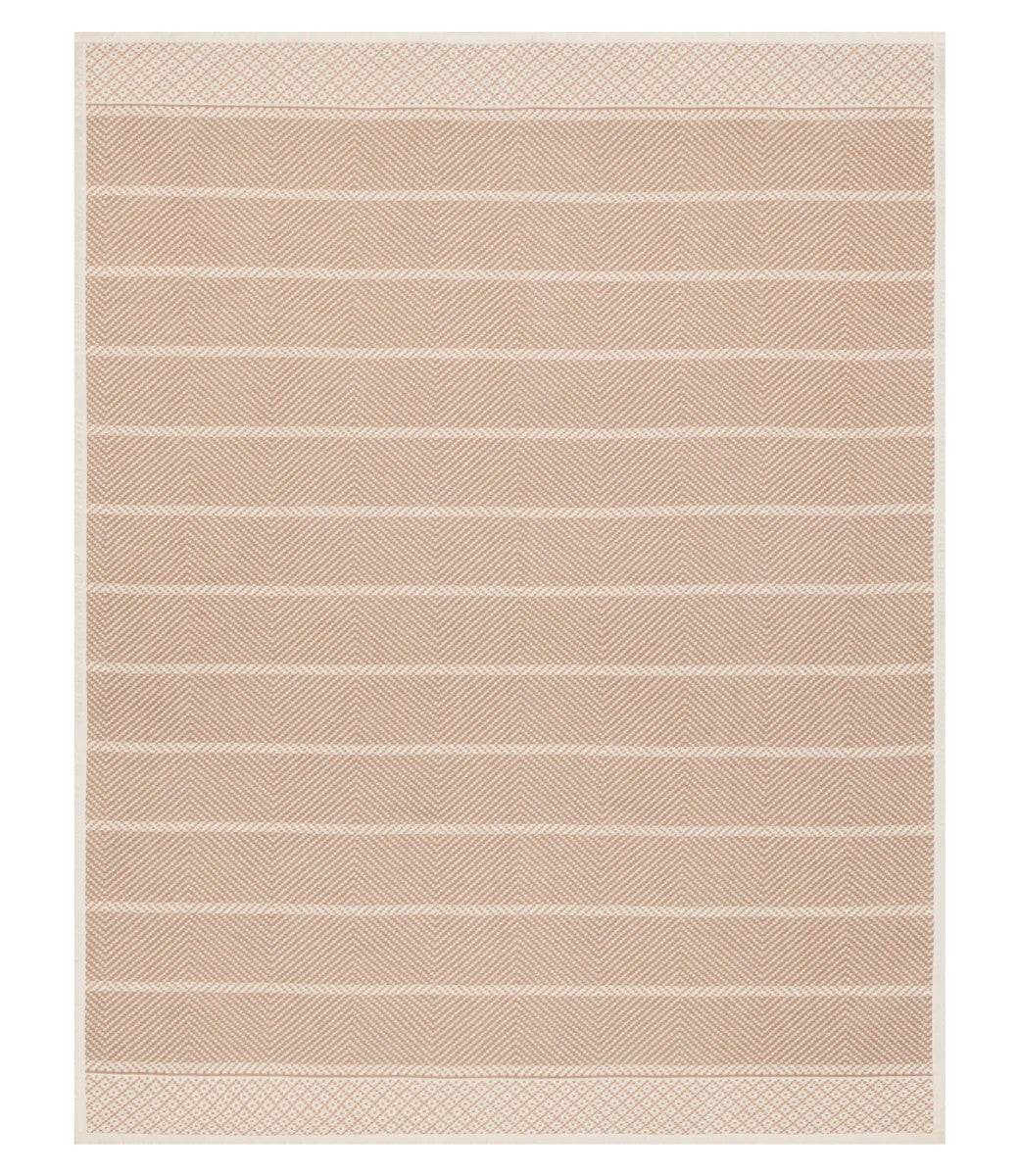 The front of the Old Port Herringbone Tan blanket showing the full size and Ivory and Tan color scheme