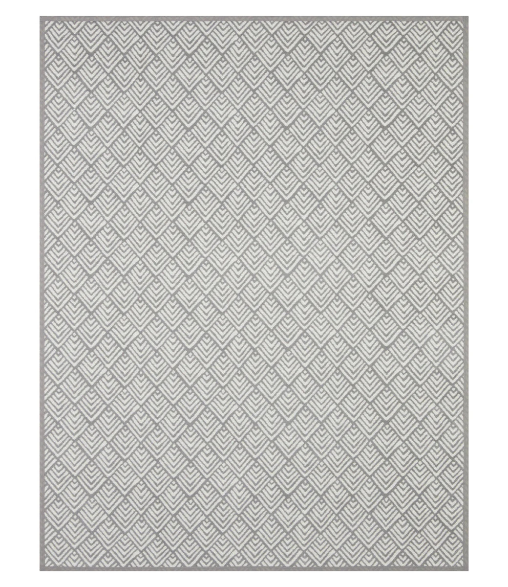 The back of the Oyster Cove Diamonds Grey blanket showing the full size and white and grey color scheme
