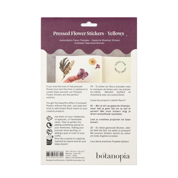 Pressed Flowers Sticker Sheet - Yellows and Purples