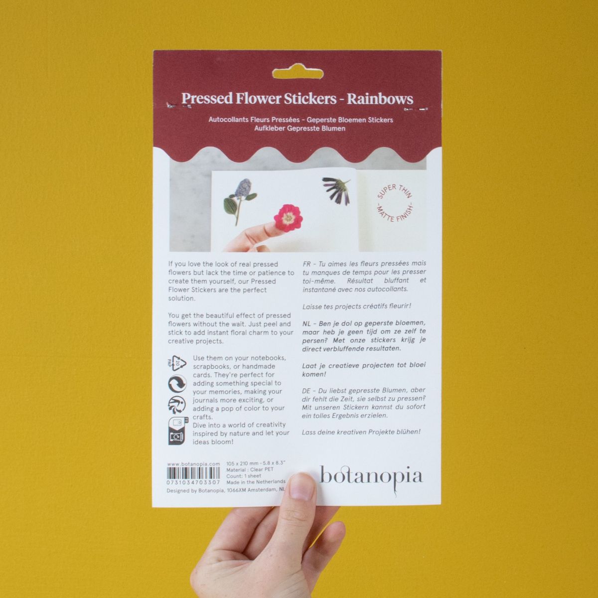 Pressed Flowers Sticker Sheet - Rainbow Gradient