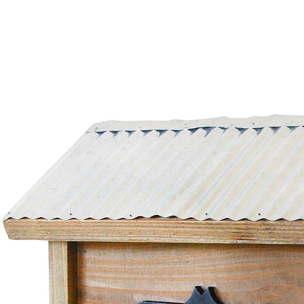 a close-up view of the corrugated metal roof