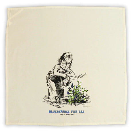 the unfolded Blueberries for Sal tea towel