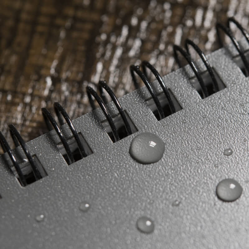 a close up view of the spiral binding on the notebook