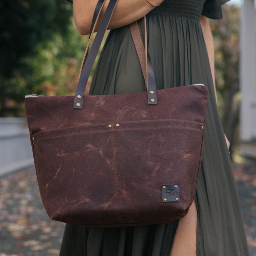 The Medium Zip Tote - Waxed Canvas Bag