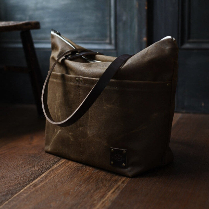 The Medium Zip Tote - Waxed Canvas Bag