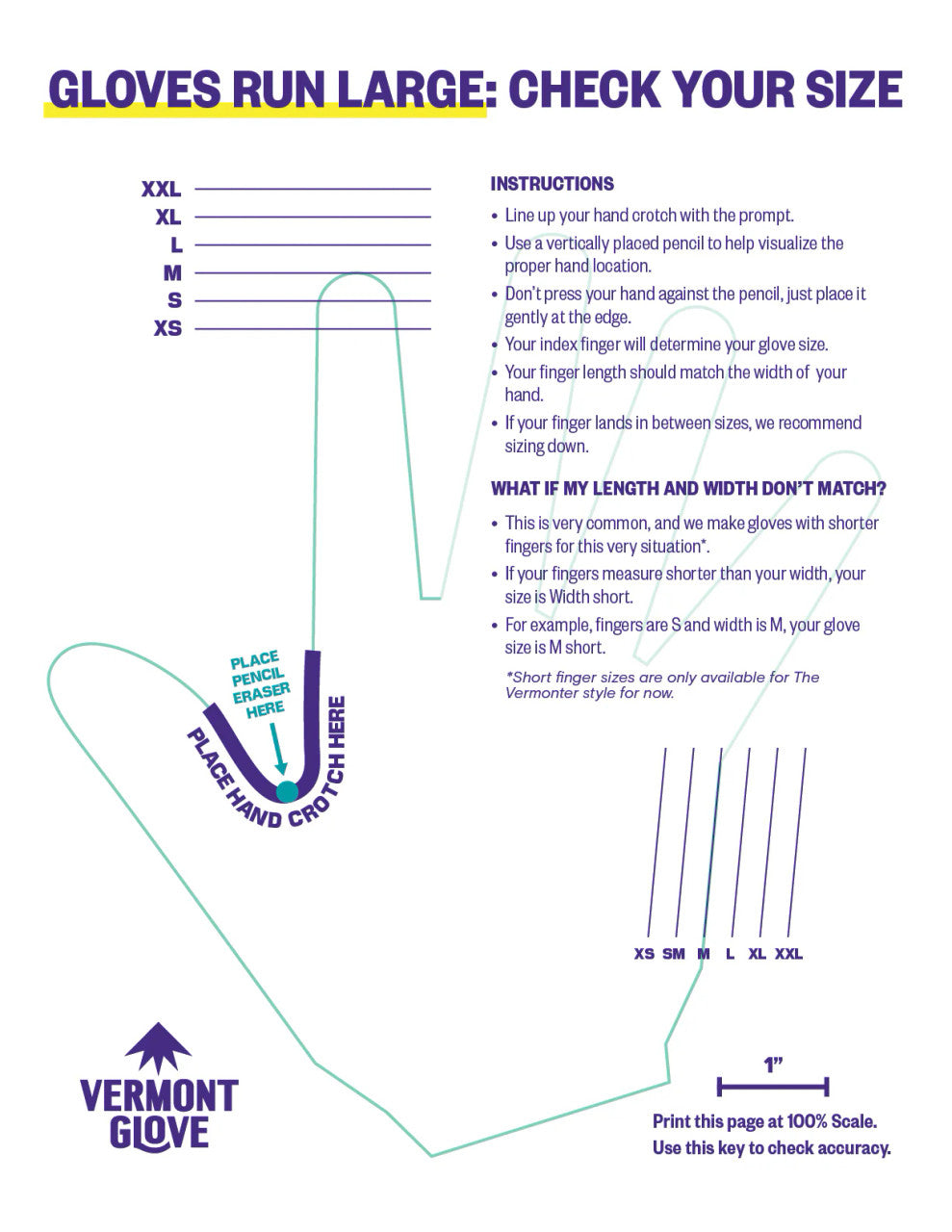 Glove size chart