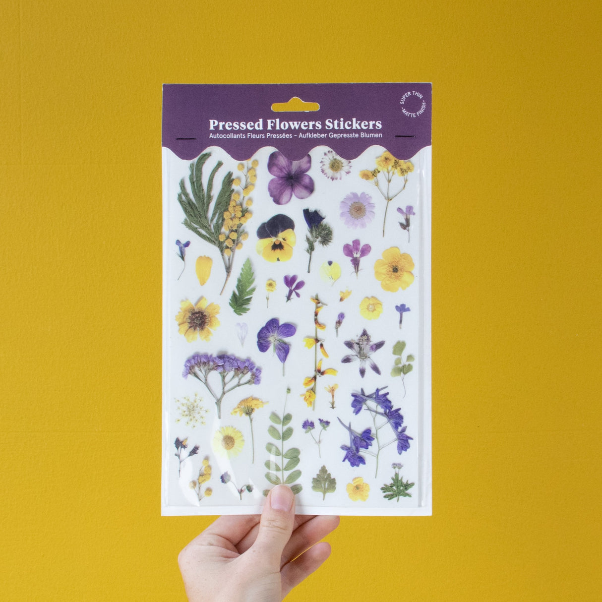 Pressed Flowers Sticker Sheet - Yellows and Purples