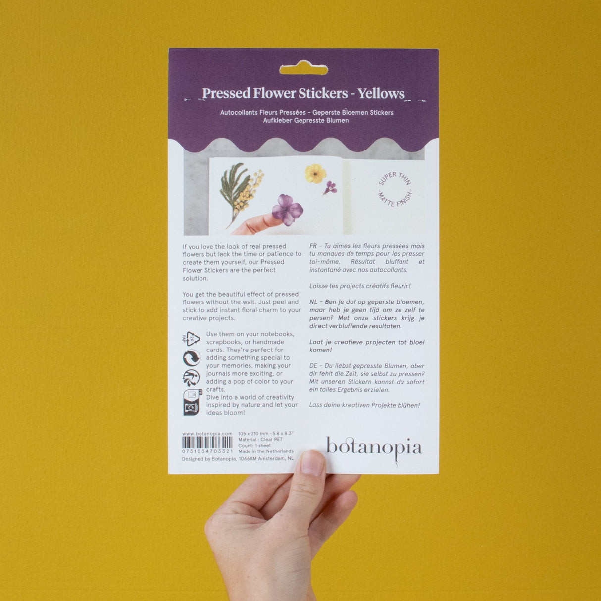 Pressed Flowers Sticker Sheet - Yellows and Purples