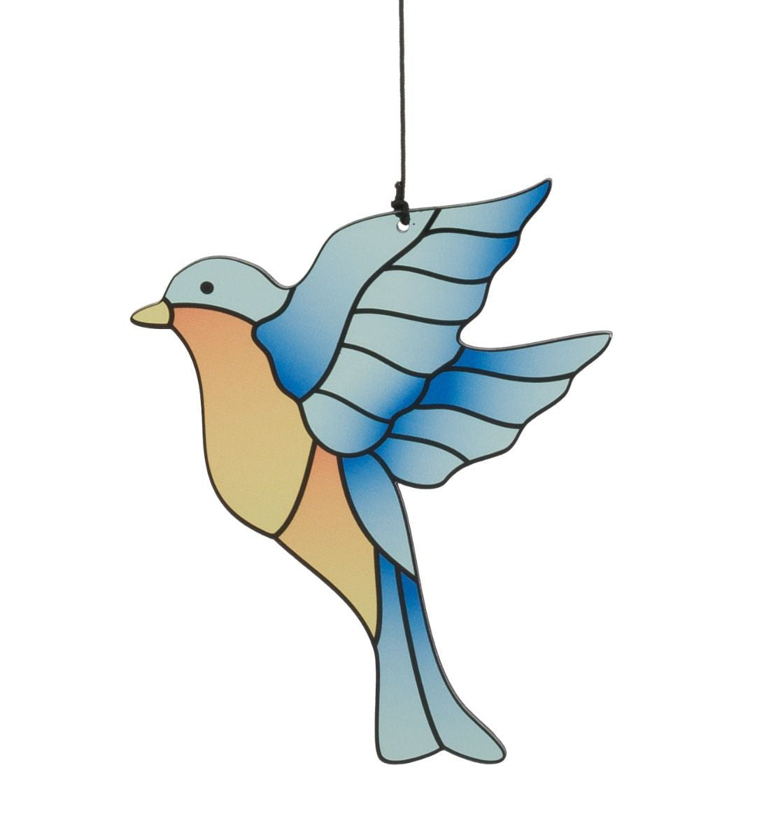 close up of the  stained glass style bluebird sail