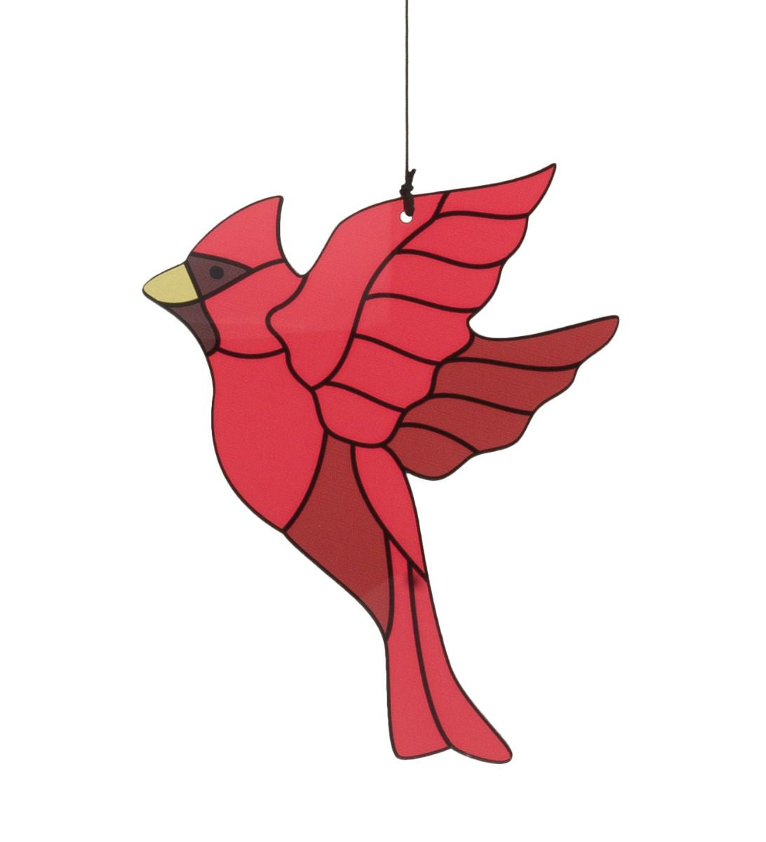 close up of the  stained glass style cardinal sail