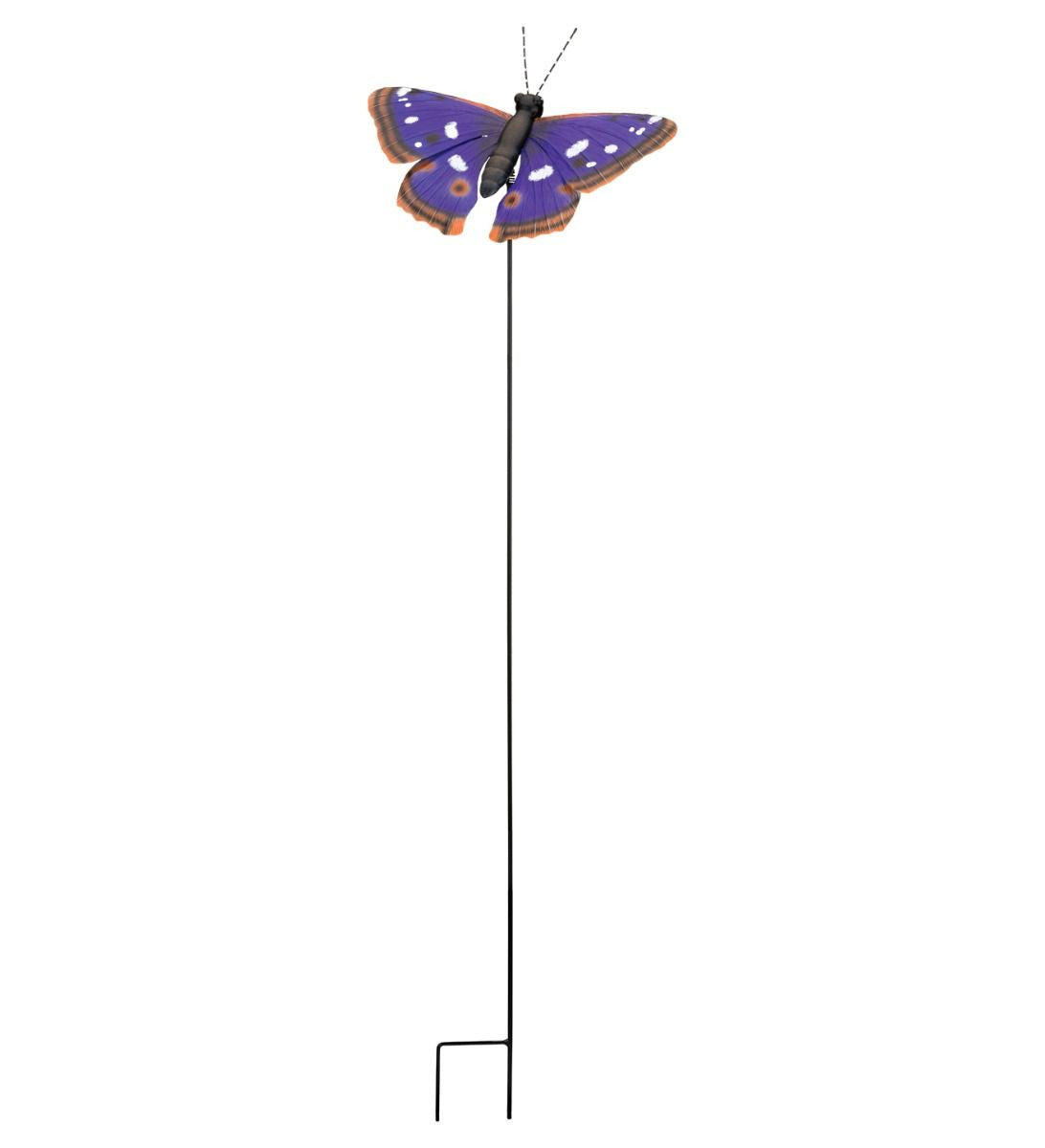 a metal, purple, emperor butterfly stake